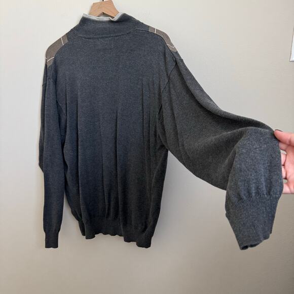 Vintage Greg Norman 90s Mens Gray Argyle Quarter Zip Pullover Sweater Size Large - Picture 8 of 10